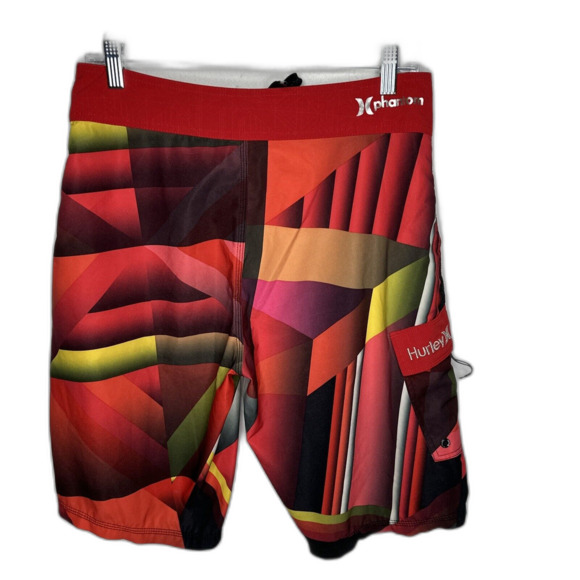 HURLEY Buckle Phantom Unlined Board Surf Swim Shorts Red Striped Mens Size 29 - Picture 8 of 12